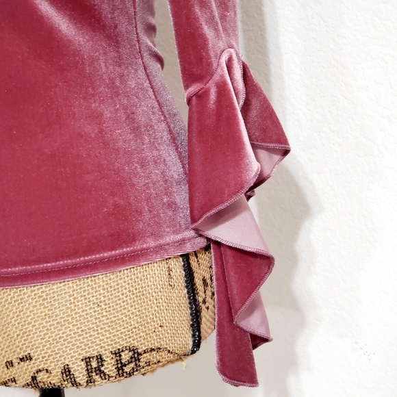 Toska Mock turtleneck cold shoulder top bell fairy sleeve rose mauve sz.Sm - Picture 2 of 5